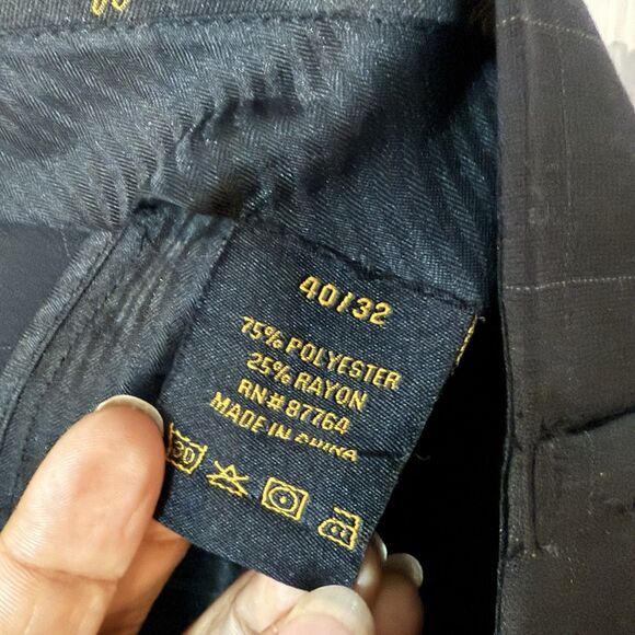 Andrew Fezza Men's 40x32 Plaid Black Straight Leg Slacks Dress Pants - Picture 16 of 16